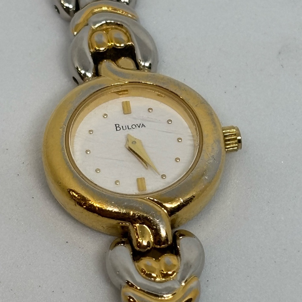 Bulova 98L73 Two-Tone Used Dress Bracelet Watch.